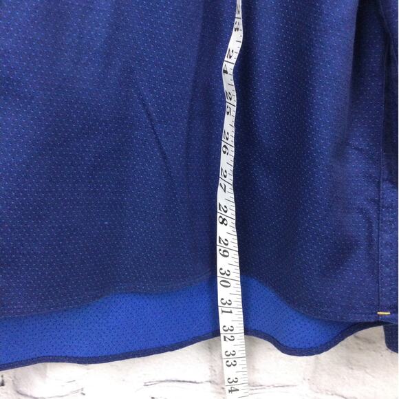 Bonobos Slim Fit Textured Dot Collared Button Down Dress Shirt Blue Men's XL - Picture 10 of 11